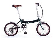 １６インチ折りたたみ自転車でシティーサイクリング― rover fdb166 britishgreen　ＧＩＣ製