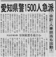 2009.09.06中日新聞記事―愛知県警１，５００人急派