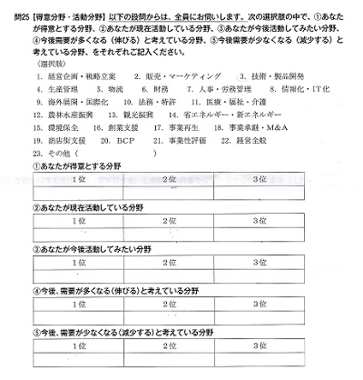 中小企業診断士活動状況アンケート調査票―一般社団法人 中小企業診断協会