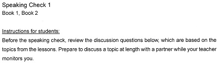 Instructions for studentsーSpeaking Check 1