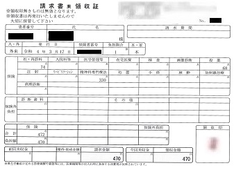 ４７０円―請求書兼領収書（心の診療所）