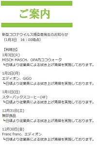 クラスター発生？？ーショッピングモール