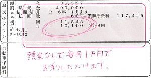 お支払いプランー中古車販売