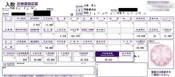 ３５，８２０円ー入院診療費領収書