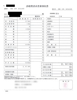 ２，８１０円ー診療費請求書兼領収書