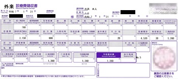 １，３６０円―外来診療費領収書（１／３１ 大学病院（その２）精神科）