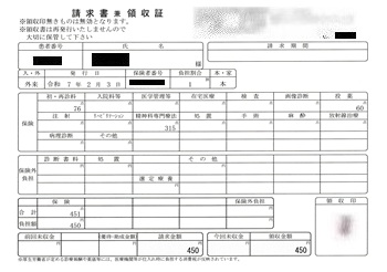 ４５０円―請求書兼領収書（２／０３ 心の診療所）