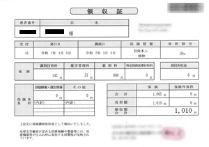 １，０１０円―領収書（３／０５ 処方箋薬局）