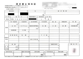 ４５０円―請求書兼領収書（３／０３ 心の診療所）