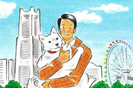 「みなとみらい２１」を、ただともと散歩しているメーメー